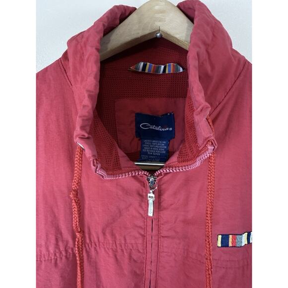 VTG Catalina C-Tek Red Women’s Windbreaker Jacket Full-Zip Y2K Size L - Picture 3 of 12